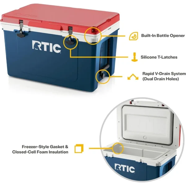 Ultra-Light 52 Quart Hard Cooler Insulated Portable Ice Chest Box for Beach, Drink, Beverage, Camping, Picnic, Fishing - Image 4
