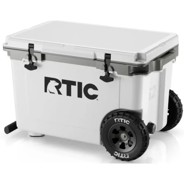 52 Quart Ultra-Light Wheeled Hard Cooler Insulated Portable Ice Chest Box for Beach, Drink, Beverage, Camping, Picnic, Fishing