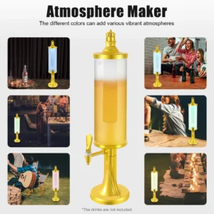 LED 3L Beer Tower Drink Dispenser with Tap and Ice Tube to Keep Beverages