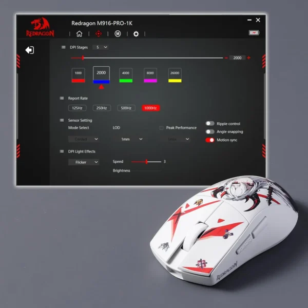 Redragon M916AK PRO 3-Mode Anime 42G Ultra-Light 26K DPI Full Programmable Buttons Gaming Mouse - Image 2