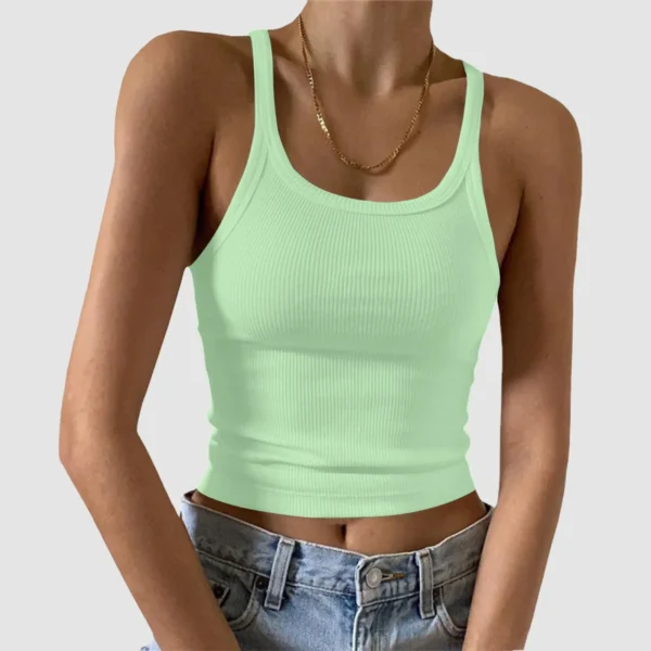 Casual Tank Tops Women Sleeveless Cotton Cami Top Fashion Ribbed Crop Top Tees Ladies Basic Camisole Summer 2025 Sports Tee - Image 4