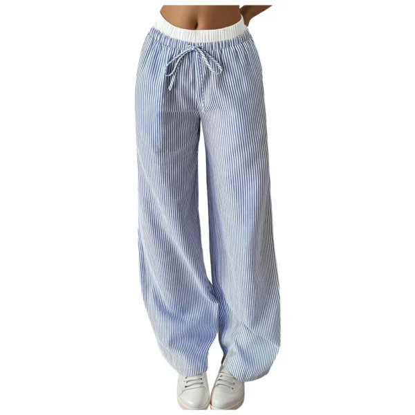 Women Wide Leg High Waist Casual Style Daily Wear With Pockets Jogging Sweatpants Women Pocket Cotton And Linen Wide-Leg Pants - Image 4