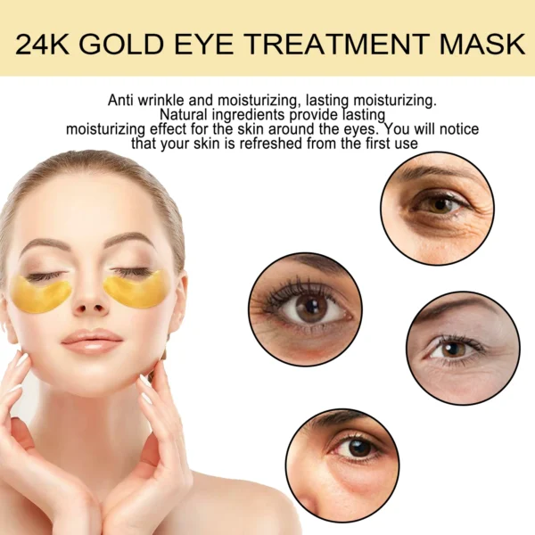 60PCS 24K Gold Eye Mask Anti Dark Circles Removal Eyes Bags Moisturizing Firming Eye Patches Eyes Skin Care Products - Image 4