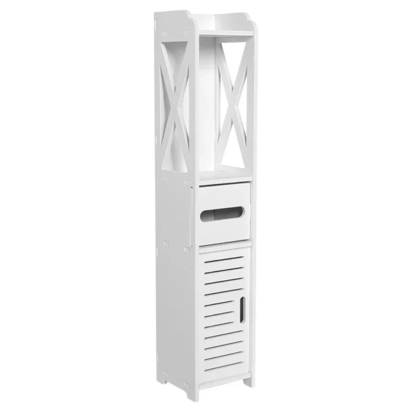 Bathroom Toilet Furniture Cabinet White Wood Cupboard Shelf Tissue Storage Rack 80x15.5x15CM