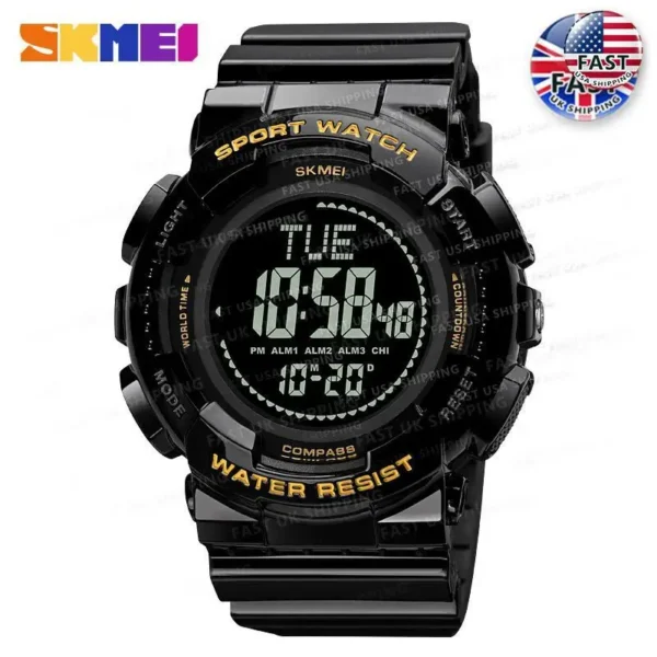 SKMEI Man Male Sports Electronic Watch New LED Waterproof Luminous Shock Hand Compass Alram Clock For Men Digital Wristwatch