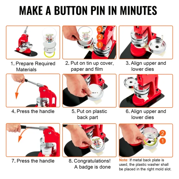 VEVOR 25/32/58/75MM Badge Maker Machine DIY Button Pin with 500Pcs Free Parts Press Kit Circle Manufacture Button Making Tool - Image 3