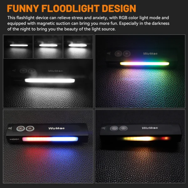 Wurkkos HD01 Multi-Function Rechargeable Flashlight 1200 LM Flat Torch with Green White Light 90CRI Side Light RGB Light IP65 - Image 5