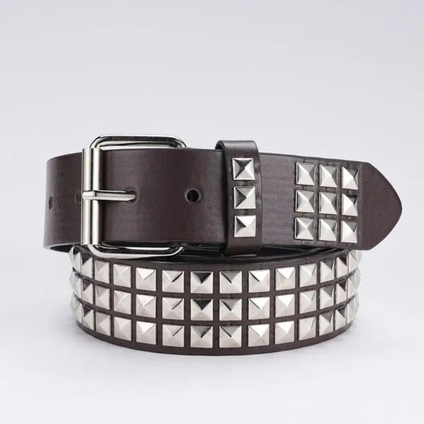 2023 Mens and Womens Leather Belts Vintage Punk Pyramid Rivet Belts Ladies Luxury Street Designs Black Belts Jeans For Women - Image 2