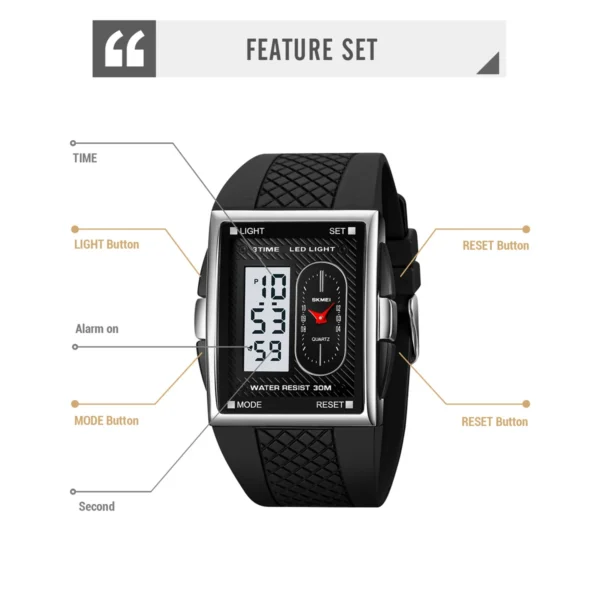 SKMEI Fashion Sports Watches For Men Business Orologi Digital Electronic Watch Waterproof Chrono Wristwatch Alarm Clock Watch - Image 5
