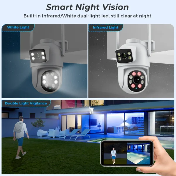 8MP 4K Outdoor Wifi Security Camera Dual Lens Dual Screens Video Surveillance Camera Home Smart Human Detection ICSEE APP - Image 5