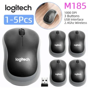 1-5Pcs Logitech M185 Wireless Mouse with 2.4GHz USB Receiver Silent Gaming Optical Mice 1000DPI 3 Buttons for PC/Laptop Gamer