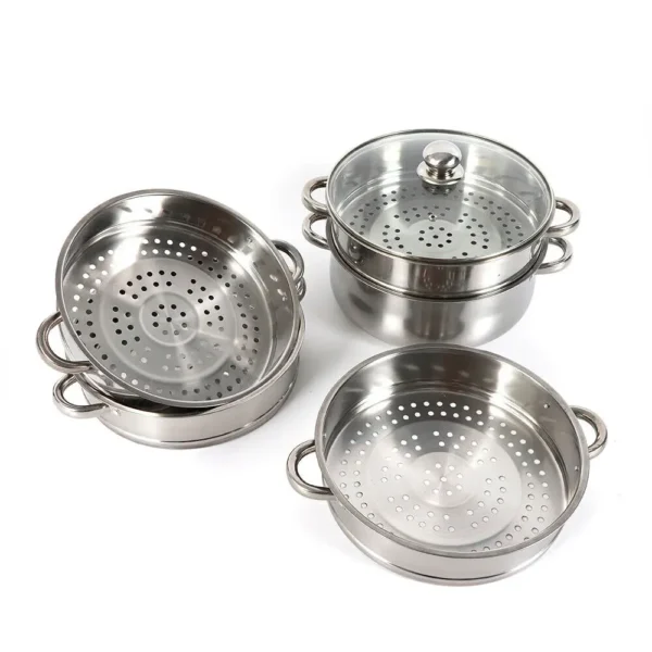 5 Tier 26 / 28 / 30cm Steam Cooker Steamer Pan Cook Food Veg Pot Stainless Steel - Image 3