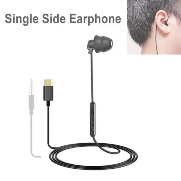 3.5mm Single Side Earbud Headsets With Mic Type C Connector Wired Earphones Soft Silicone In-Ear Headset USB C Single Headphones - Image 6
