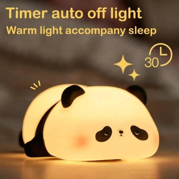 Adorable Panda Shape Night Light - Gift for Kids/Baby Shower Dimmable Silicone LED Mood Lamp Bedroom Ambient Lighting - Image 3