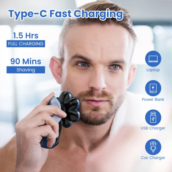 5 in 1 Electric Head Shaver for Bald Men 7D Floating Cutter Beard Trimmer Clipper Waterproof Shaving Men Grooming Kit - Image 2