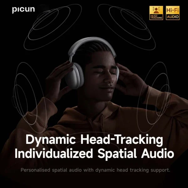 Picun F8 Pro ANC Wireless Headphones Head Tracking 3D Spatial Audio -52dB ANC HIFI Bluetooth Headset ENC HD Mic Low-Latency APP - Image 2