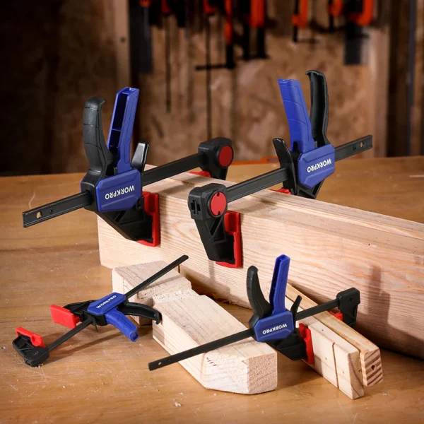 WORKPRO 4 Piece Bar Clamp Set Woodworking Work Bar F Clamp Clip Set 4.5-inch & 6-inch DIY Carpentry Hand Tool Gadget - Image 5