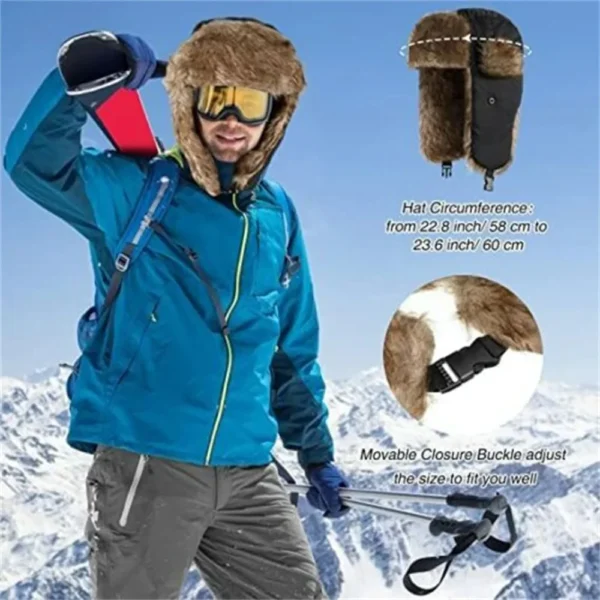 Unisex Warm Mens Women Trapper Cap Aviator Trooper Earflap Winter Flaps Ski Hat New Bomber Hats Russian Ski Hat Faux Fur Hats - Image 4