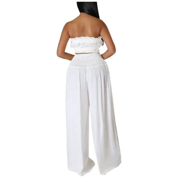 Women'S Solid 2 Piece Outfits Stylish Casual Solid Color Strapless Pantsuit Fashion Top And Pants Two Piece Sets костюм женский - Image 6