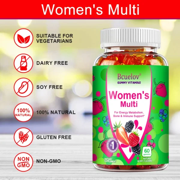 Women's Multivitamin Gummies - Energy, Mood, Hair Care, Skin Care, Support Energy Metabolism, Bone and Immune Health - Image 5