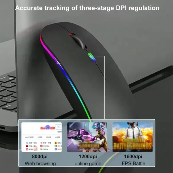 The Rechargeable Wireless Mouse, Computer Wireless Mouse, USB Mouse That Meets Ergonomics, Mute Pause, And RGB Mouse With Backli - Image 4