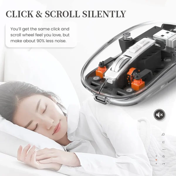 MAMBASNAKE x HXSJ T900 Wireless Bluetooth5.1&2.4G Mini Lightweight Mouse,Transparent Clear Cool - Image 3