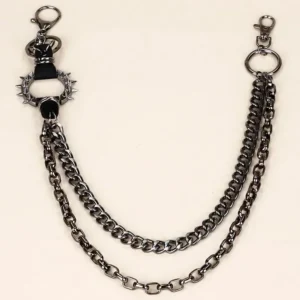 Punk Waist Chains, Spiked Hip Hop Trouser Chains, Retro Metal Belts for Pants, Handbag & Apparel Decoration, Rock Style