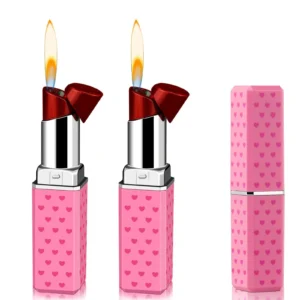 2 Pack of Cute Lipstick Lighter Soft Flame Refillable Butane Unique Gift for Girls,Women,Girlfriends (Without Butane Gas)