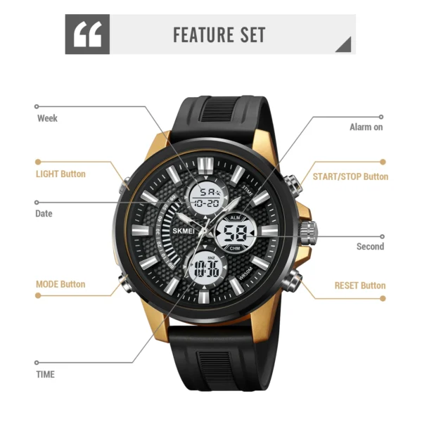 SKMEI Man Electronics Digital Wristwatches For Men Back Light Sport Watch 5Bar Waterproof Chrono Alarm Date Clock Reloj Hombre - Image 5