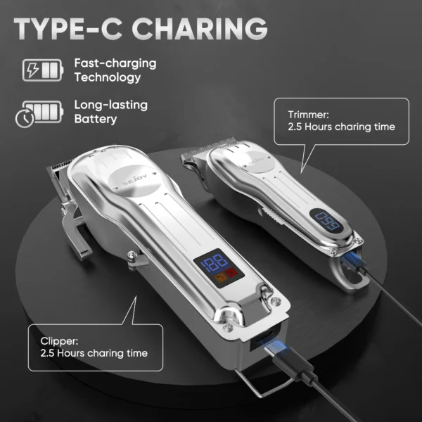Sejoy Professional Combo Kits Hair Clipper Electric Hair Trimmer kits For Men Rechargeable Cordless Haircut Machine for Barber - Image 5