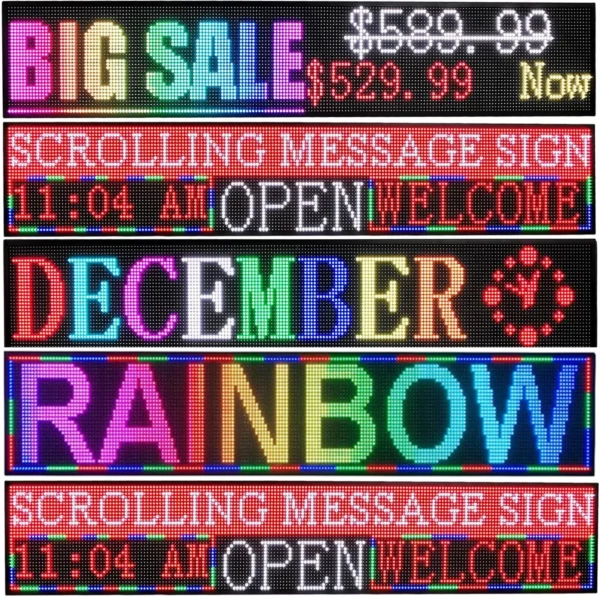 LED Scrolling Display Semi-outdoor Full Color P10 77"X14" WIFI Control Electronic for Business Advertising Board - Image 2