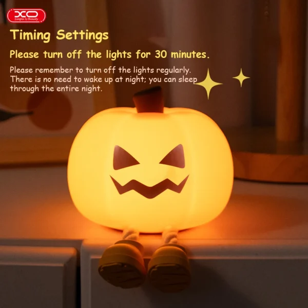 Pumpkin Night Light Cute Soft Silicone Safe Lamp Decorations Timing Dimmable Bedside Decor Kids Babies Halloween Gifts - Image 5