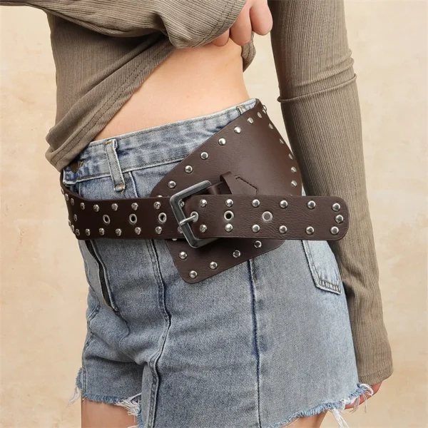 Women s Fashion Wide Waist Belt Elastic Stretch Punk Style Cinch Belts for Shirt Dress and Skirt - Image 4