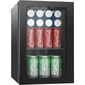 Compact Beverage Refrigerator,20 Can/0.9 Cubic Feet Fridge with Glass Front Door for Soda, Beer or Wine, Under Counter Small