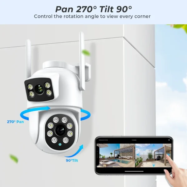 8MP 4K Outdoor Wifi Security Camera Dual Lens Dual Screens Video Surveillance Camera Home Smart Human Detection ICSEE APP - Image 2