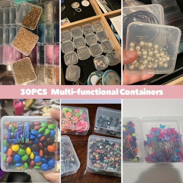 30pcs Clear Plastic Storage Box Set,Space-Saving, For Jewelry, Earrings, DIY Crafts, Hardware, Versatile, Desktop Installation - Image 3