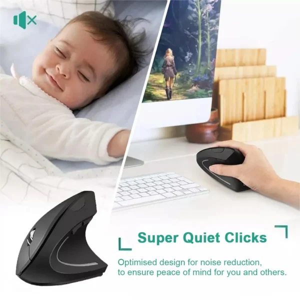 Vertical Mouse Ergonomic 2.4GHz Wireless Optical Mice 3 Adjustable DPI 800/1200/1600 6 Buttons for Laptop PC Computer Desktop - Image 4