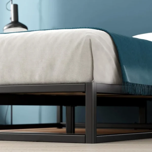 10 Inch Platform Bed Frame, Wood Slat Support, No Box Spring Needed, Eco Friendly Packaging, Easy Assembly, Black, Twin - Image 5