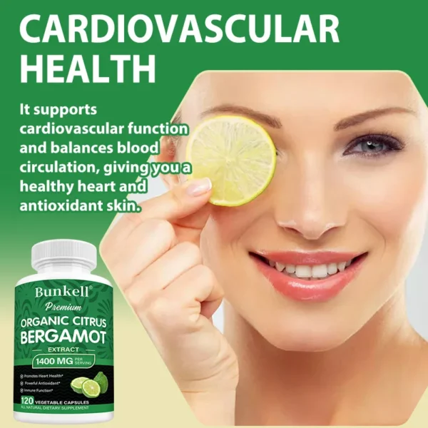 Organic Citrus Bergamot 1400 Mg - Cardiovascular, Circulatory, Skin Health - Supports Healthy Triglyceride Levels, Antioxidant - Image 4