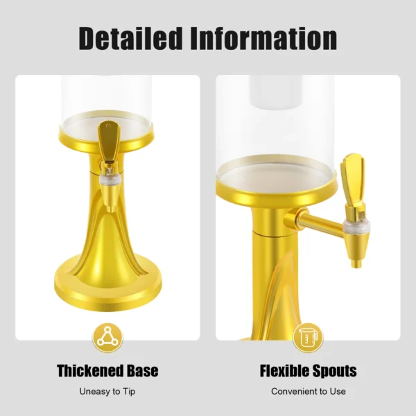 LED 3L Beer Tower Drink Dispenser with Tap and Ice Tube to Keep Beverages - Image 3