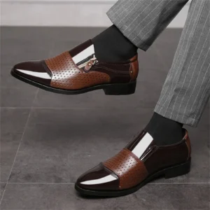 Leather Dress Shoes Men Fashion Summer And Autumn Men Leather Shoes Pointed Toe Low Heel Zipper Mens Leather Athletic Shoes