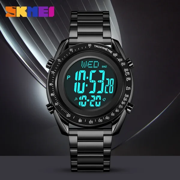 SKMEI Fashion Men's Digital Watch Male Waterproof Watches For Men Luxury Stainless Steel Strap Calendar Electronic Wristwatch - Image 4