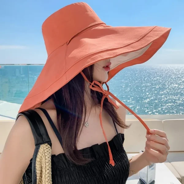 Women Wide Brim Summer Sun Hat Wired Edge Beach Bucket Fishing Hats Reversible Foldable Travel UV Protection - Image 3