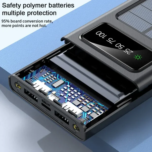 200000mAh Solar Power Bank 4-USB Cable Portable Charger Ultra-Large Capacity Mobile Power Suitable For Samsung Apple Huawei - Image 2