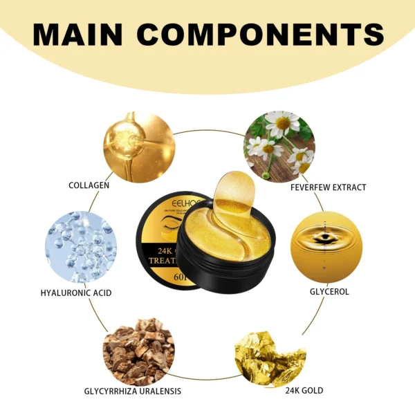 60PCS 24K Gold Eye Mask Anti Dark Circles Removal Eyes Bags Moisturizing Firming Eye Patches Eyes Skin Care Products - Image 6
