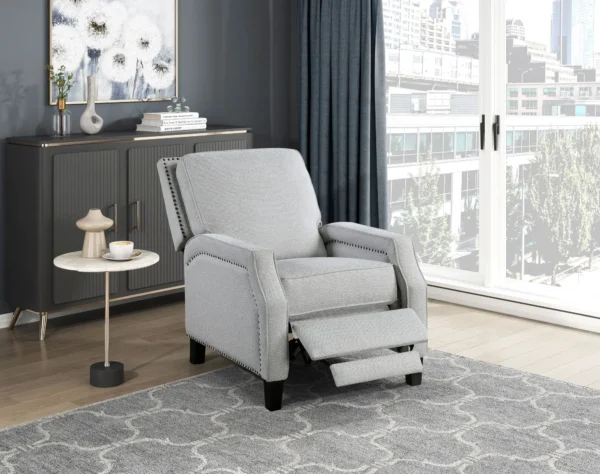 Push Back Reclining Chair Transitional Style Gray Chenille Upholstery 1pc Cushion Seat Modern Living Room Furniture - Image 2