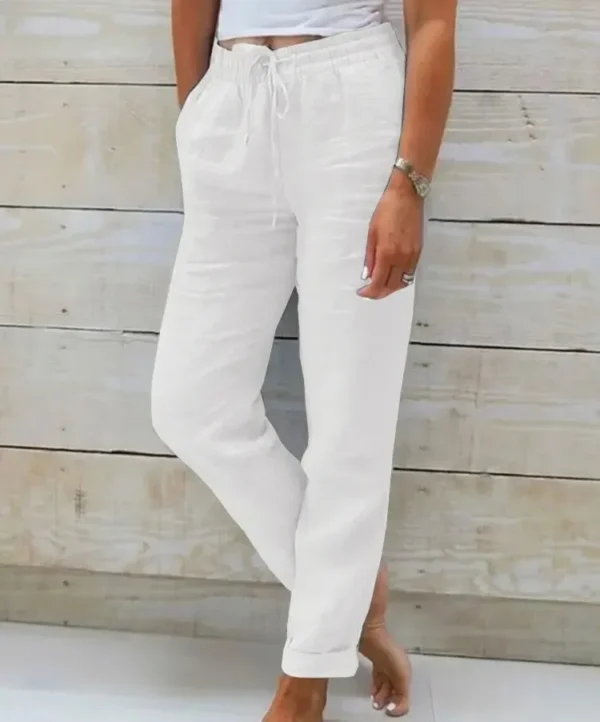 Cotton Linen Summer Pants for Women High Waist Elastic Casual Trousers Streetwear Solid Female Clothes 2024 Loose Pencil Pants - Image 4