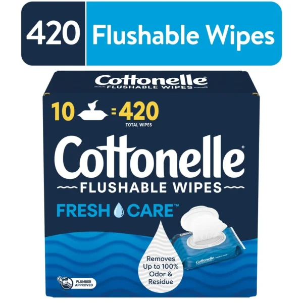 Fresh Care Flushable Wet Wipes 100% Septic Safe 42 Count Packs Good Adults Removes Odor Residue Gentle on Skin Eco Friendly - Image 2
