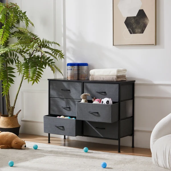 JHK 6 Fabric Drawers Nightstand For Bedroom Bedside Sofa Table With Storage Closet Chest Clothes Display Cabinet Furniture - Image 2