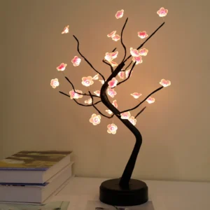 Home Decoration USB/Battery Powered Touch Switch Warm White Artificial Bonsai Cherry Blossom Desktop Tree LED Lamp Light
